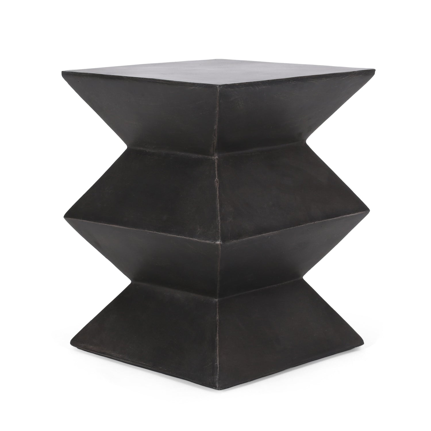 Indoor/Outdoor Lightweight Concrete Side Table in Metal Finish