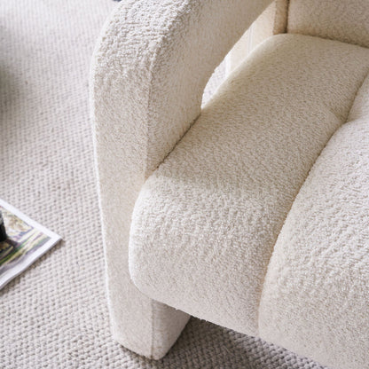 White Boucle Upholstered Accent Chair