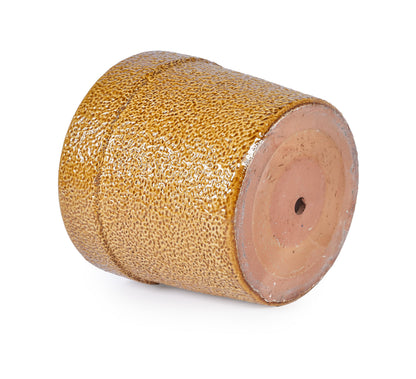 Set of 3 Honey Yellow Textured Ceramic Flowerpots