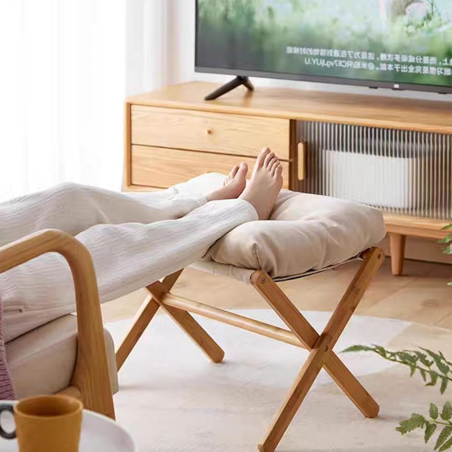 Bamboo Foldable Ottoman Foot Rest