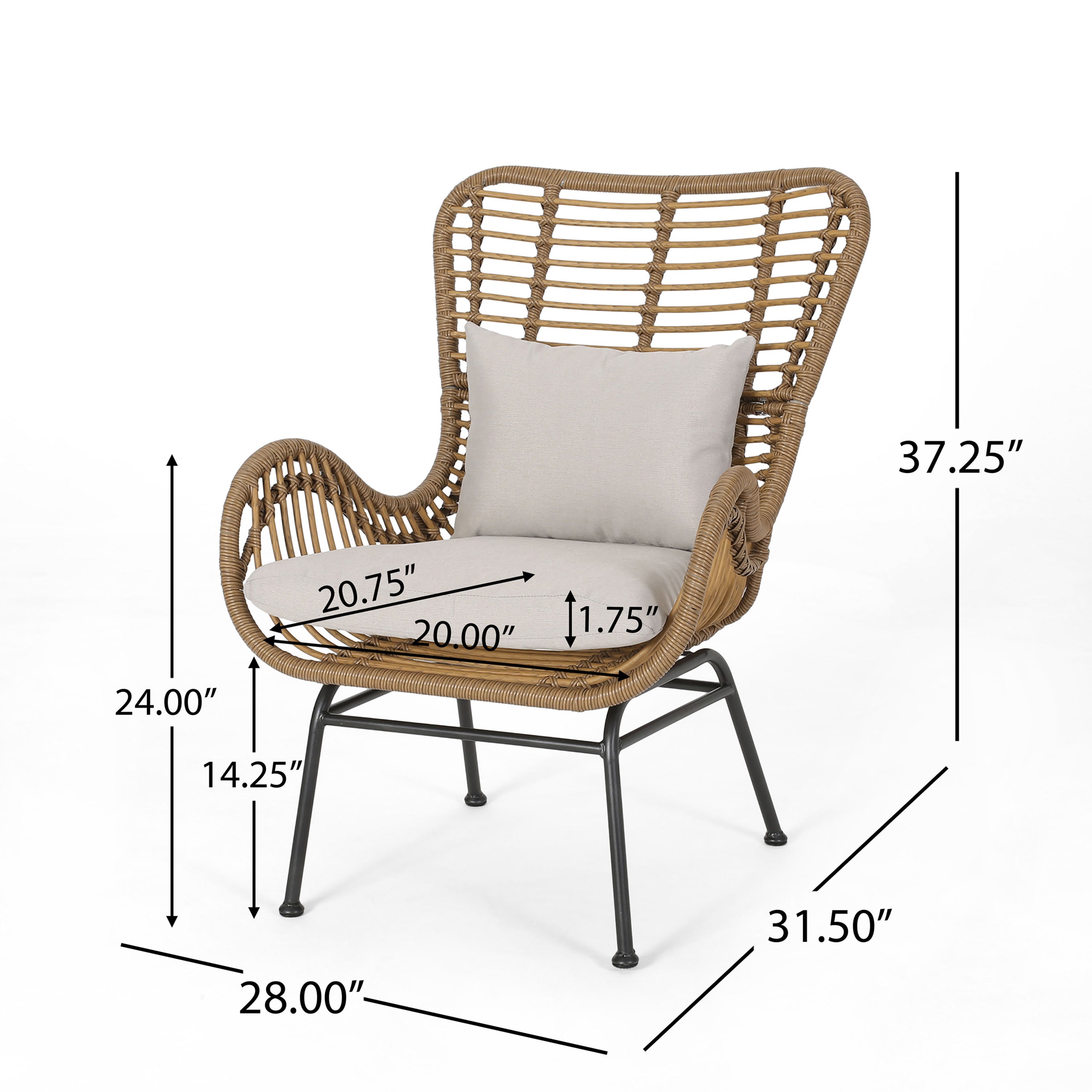 Outdoor Rattan Accent Chairs - set of 2