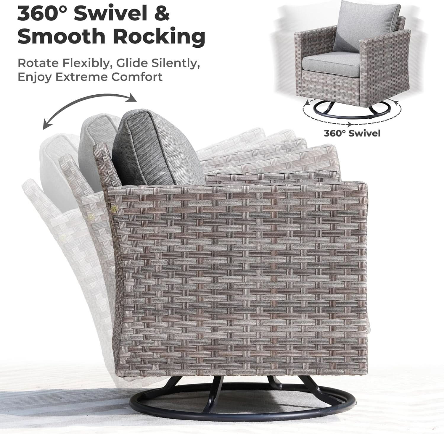 Modular Outdoor Wicker Sofa Set with Fire Pit - 10 Piece - Gray