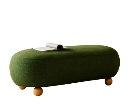 54-Inch Green Velvet Cushioned Bench