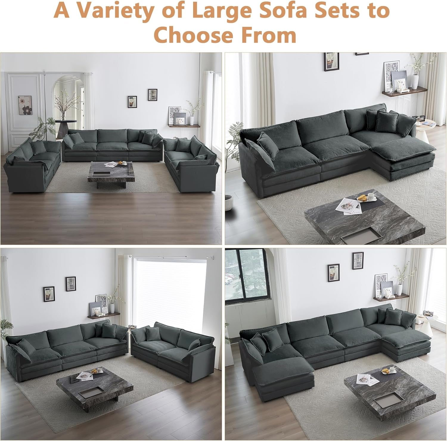 Chenille 2 Piece Loveseat Armchair Set in Charcoal