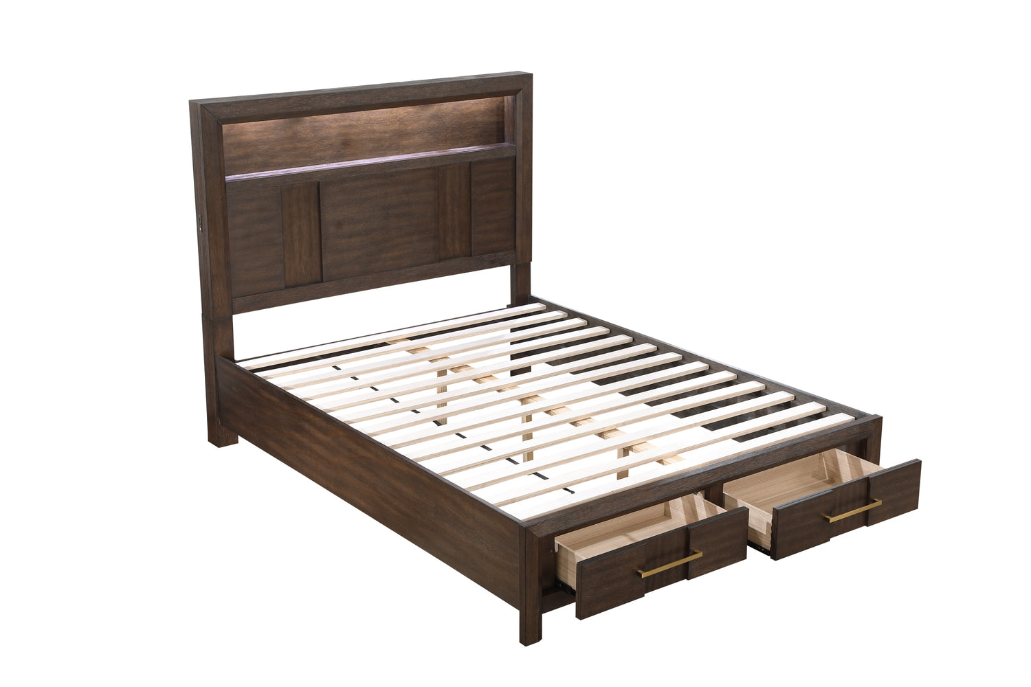 Modern 4 Piece Bedroom Set in Dark Walnut - King Size