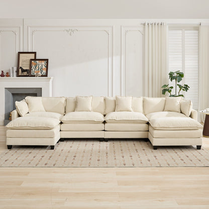 Cloud 4 Seat Sofa with Chenille Fabric in Beige