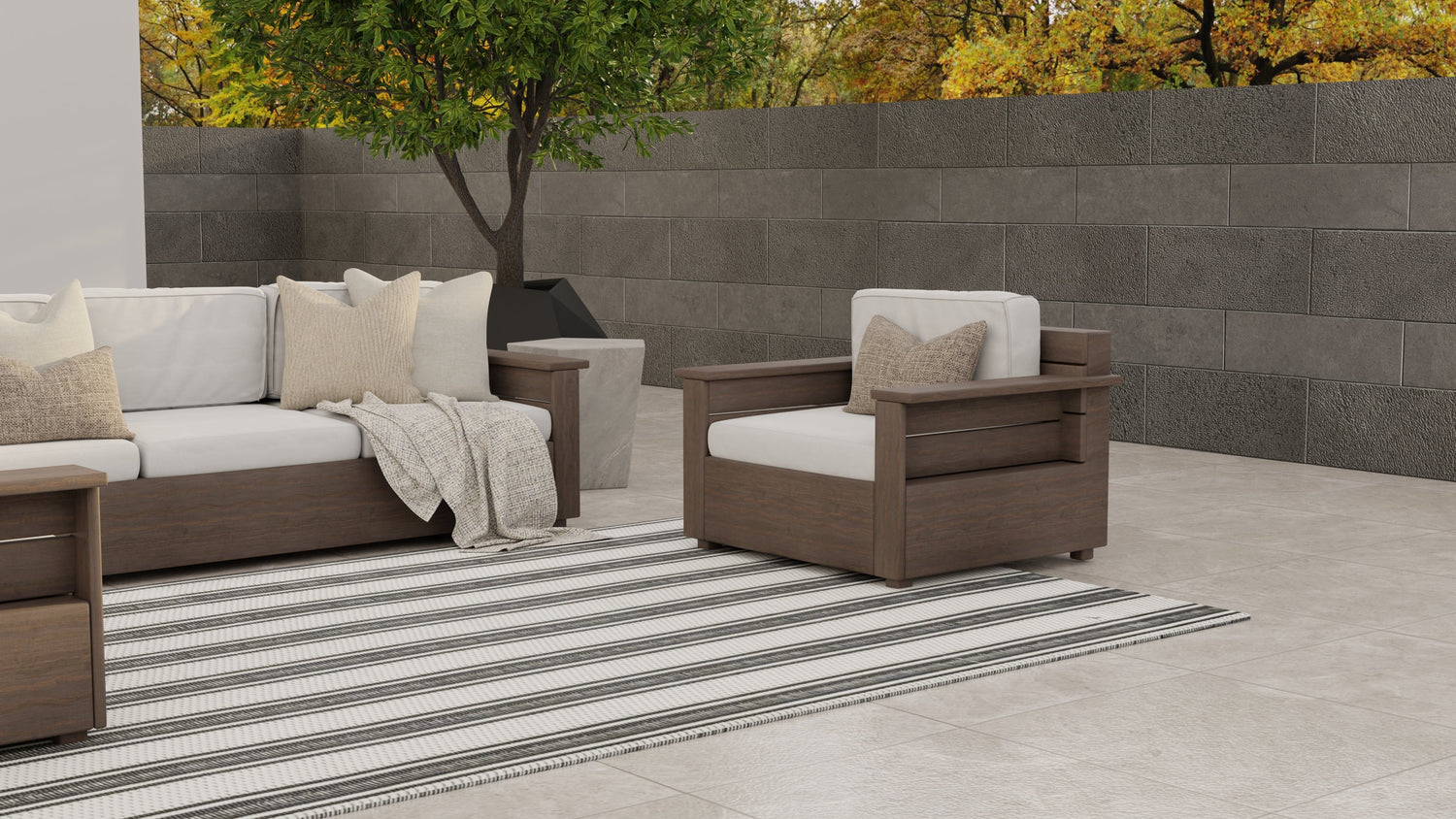 Vertical Stripe Black &amp; Grey Outdoor Mat