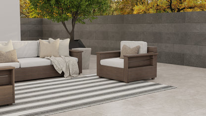 Vertical Stripe Black &amp; Grey Outdoor Mat