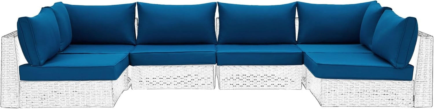 Outdoor Replacement Cushions For 6 Seat Modular Sofa - Blue