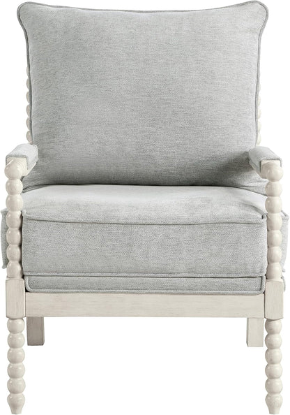 Spindle Accent Chair Smoke Grey Textured Upholstery
