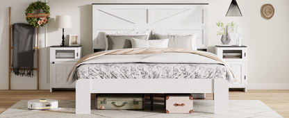 Wood Platform Bed Frame in White - King