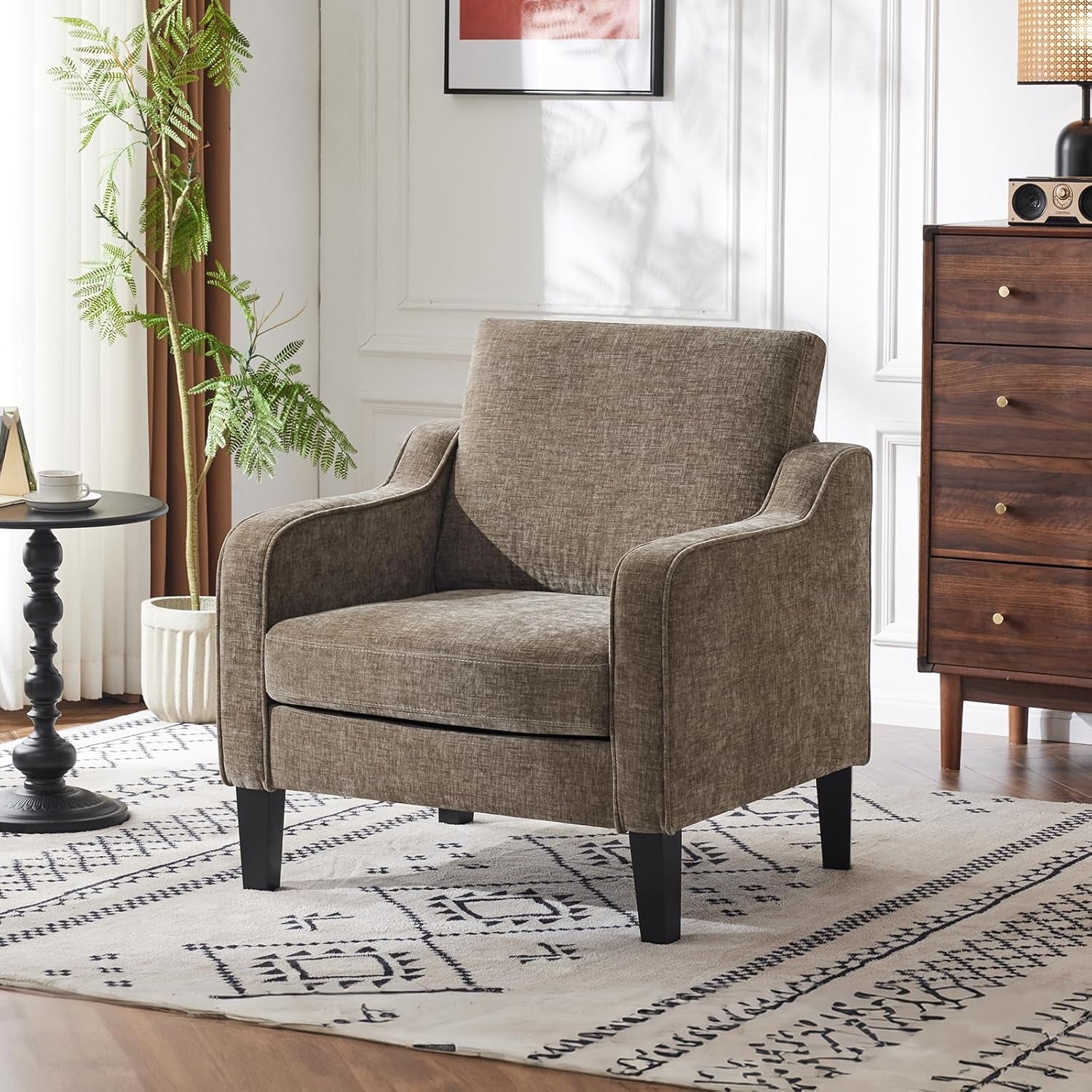 Light Brown Upholstered Accent Chairs - 2 pc Set