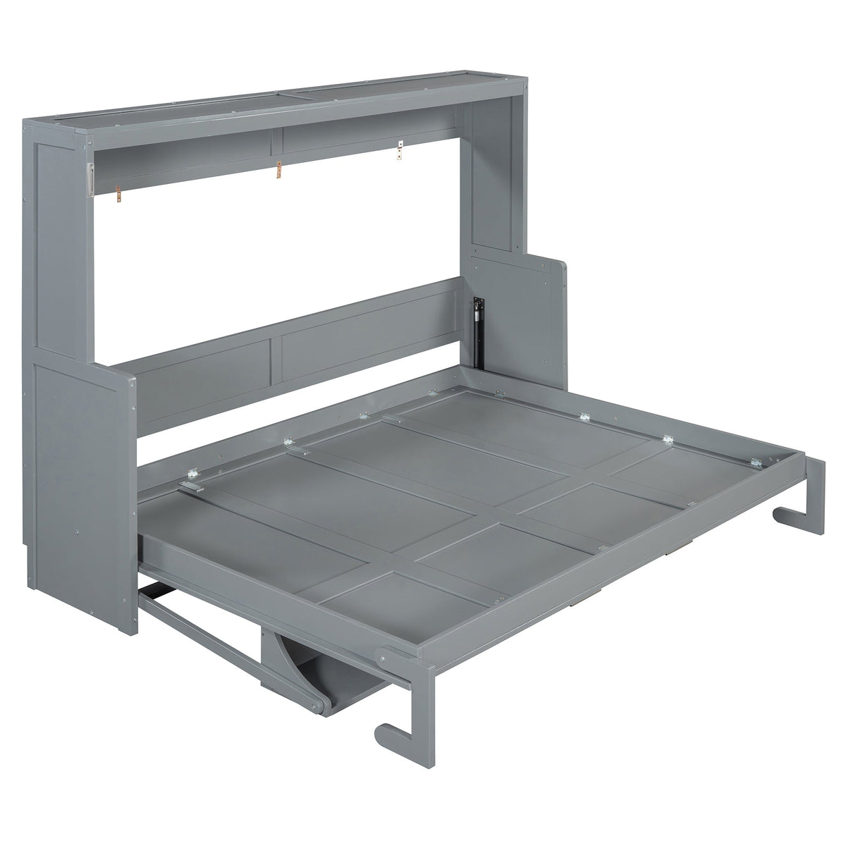Queen Size Murphy Bed with Hydraulic Lift &amp; Desk Design - Gray