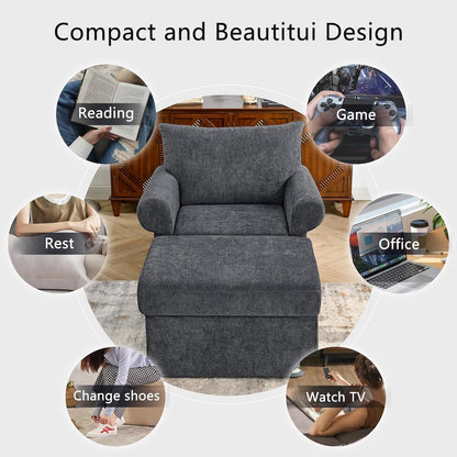Gray Accent Chair With Ottoman
