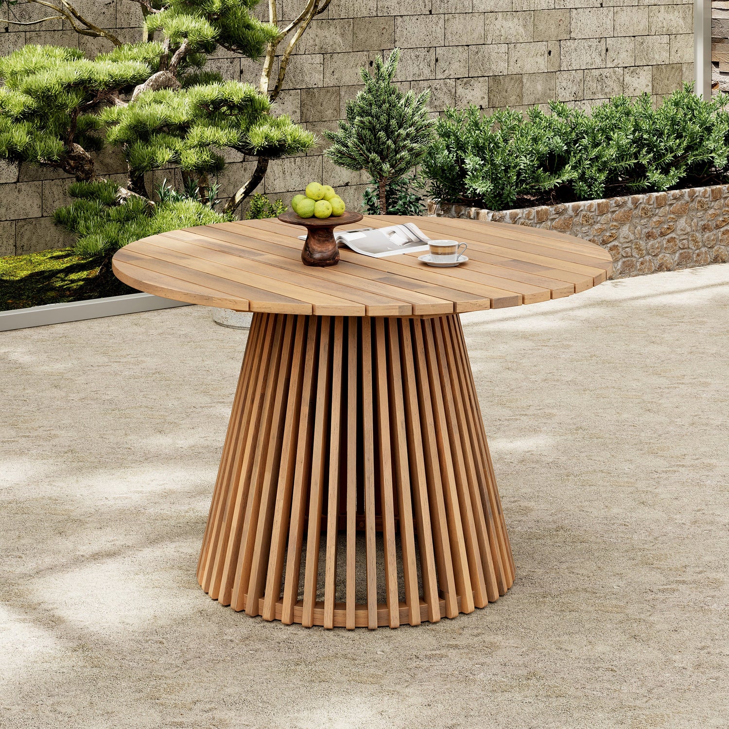 Outdoor Acacia Wood Patio Dining Table - 47.25"