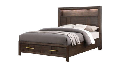 Modern 4 Piece Bedroom Set in Dark Walnut - King Size