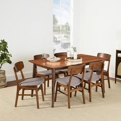 Midcentury Walnut Gray Durably Crafted Dining Set