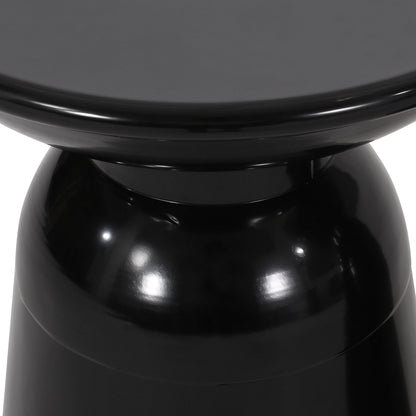 Modern Outdoor Metal End Table in Black Finish