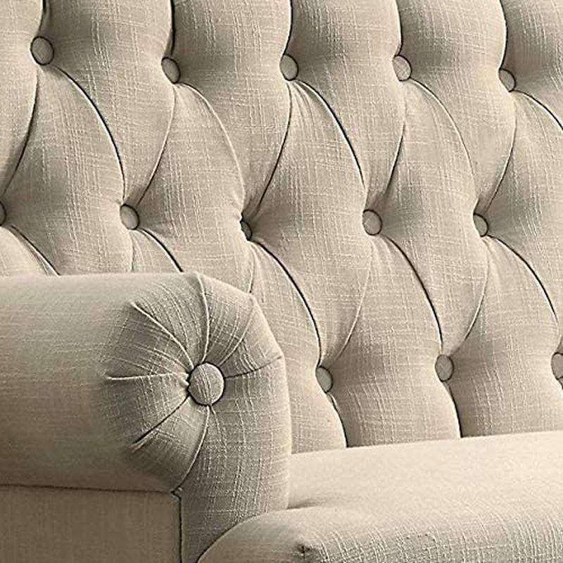 Chesterfield Tufted Loveseat Sofa in Warm Beige