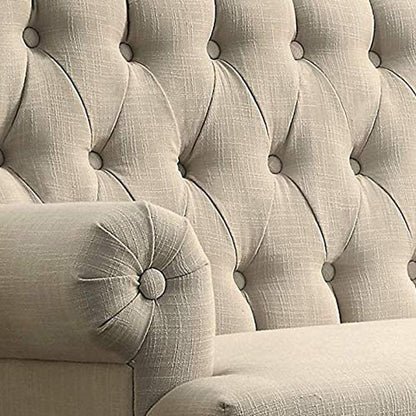 Chesterfield Tufted Loveseat Sofa in Warm Beige