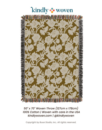 Gold Floral Jacquard Woven Throw
