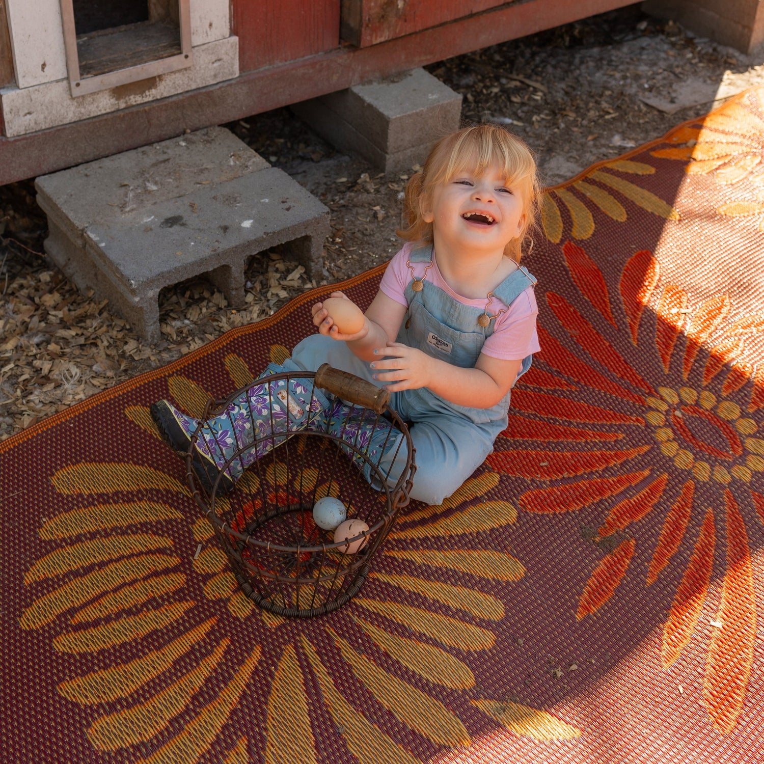 Daisy Orange/Rust Reversible Outdoor Mat