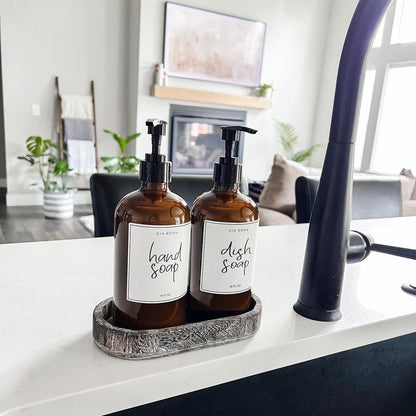 16oz Soap Bottles- Glass Amber|White Label