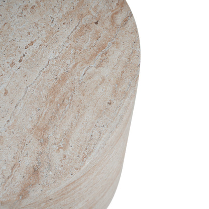 Indoor/Outdoor Concrete Side Table with Travertine Finish