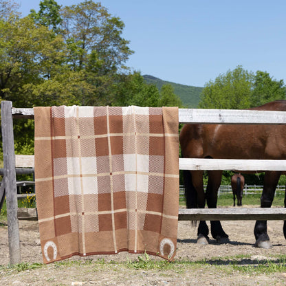 Equestrian Barn Plaid - Cotton Sustainable Knit Stripe Throw Blanket