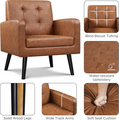 Brown Midcentury Upholstered Ergonomic Armchair