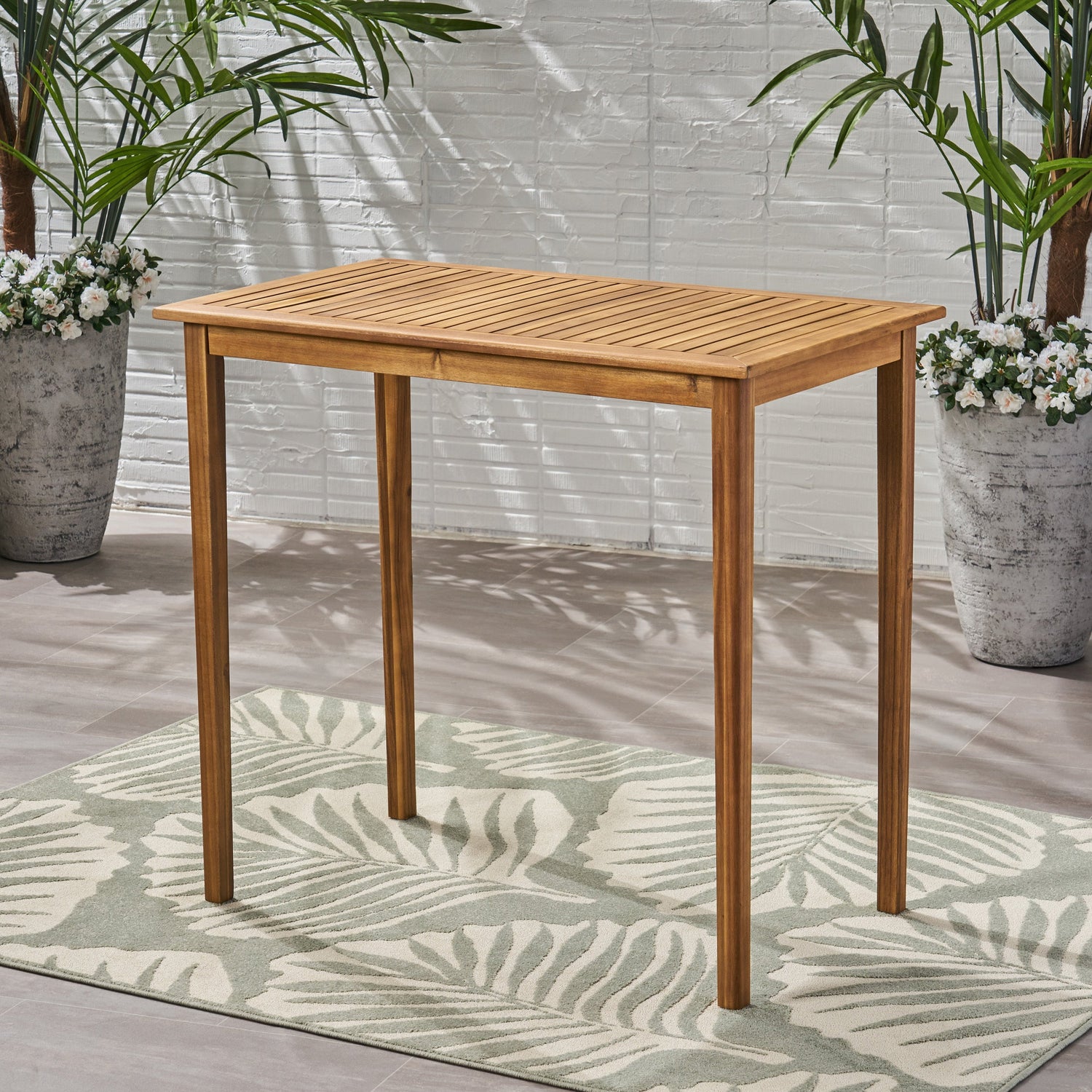 Outdoor Acacia Wood Rectangle Bar Table
