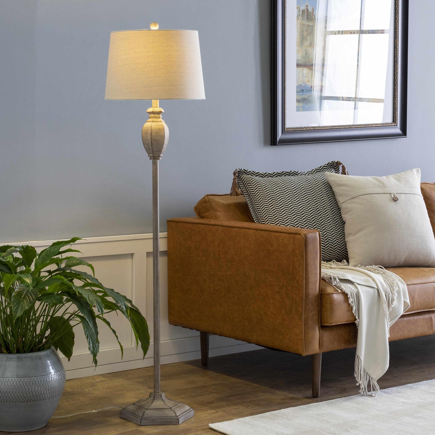 Esmeralda Resin Gray &amp; Beige Floor Lamp