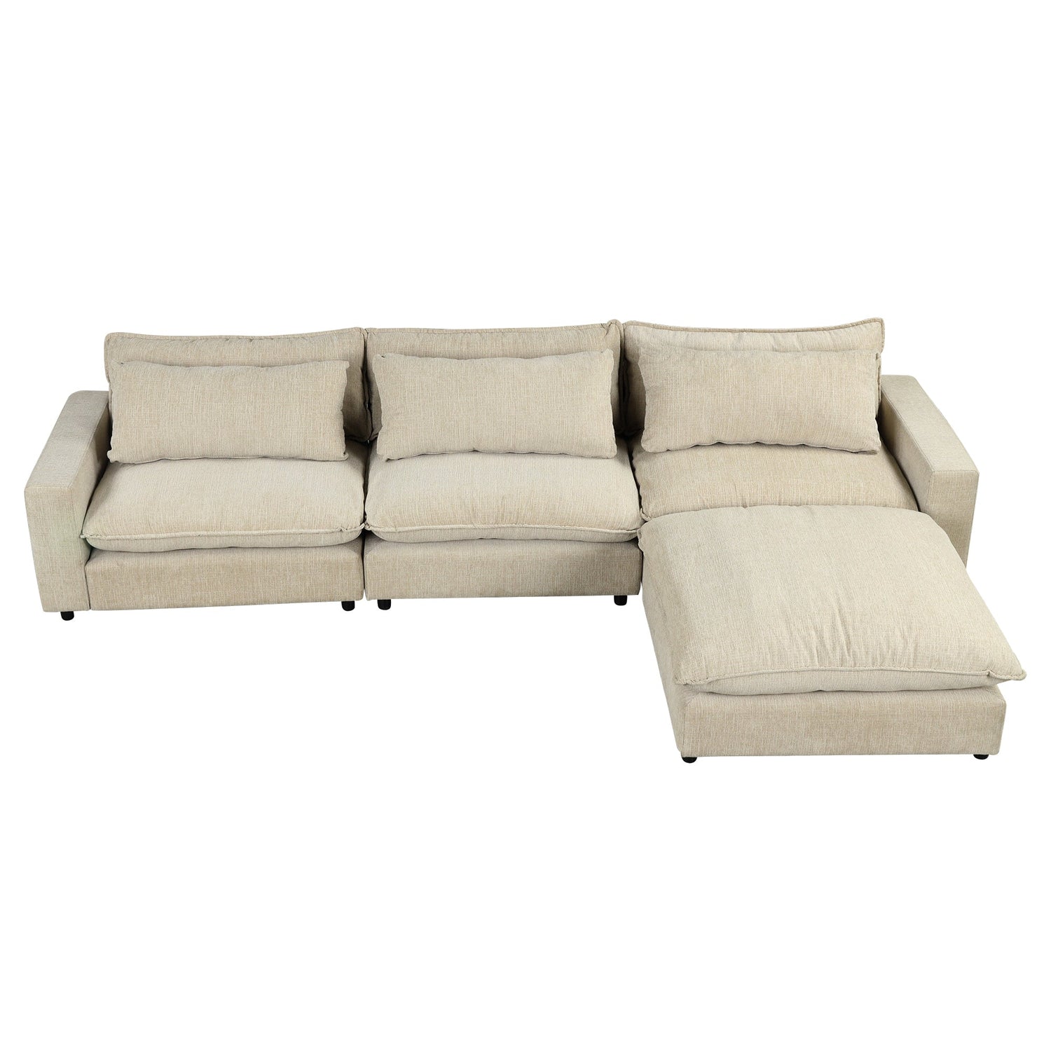 Chenille Upholstered Cloud Sofa Modular Sectional - Beige