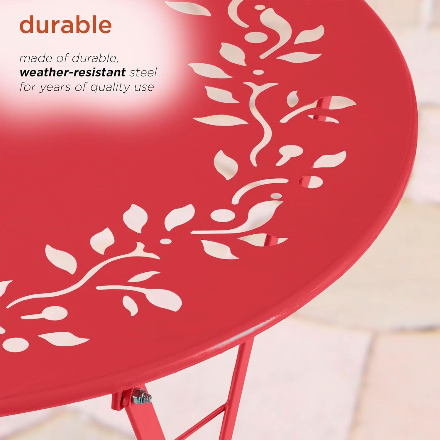 Indoor/Outdoor 3 Piece Bistro Set in Red