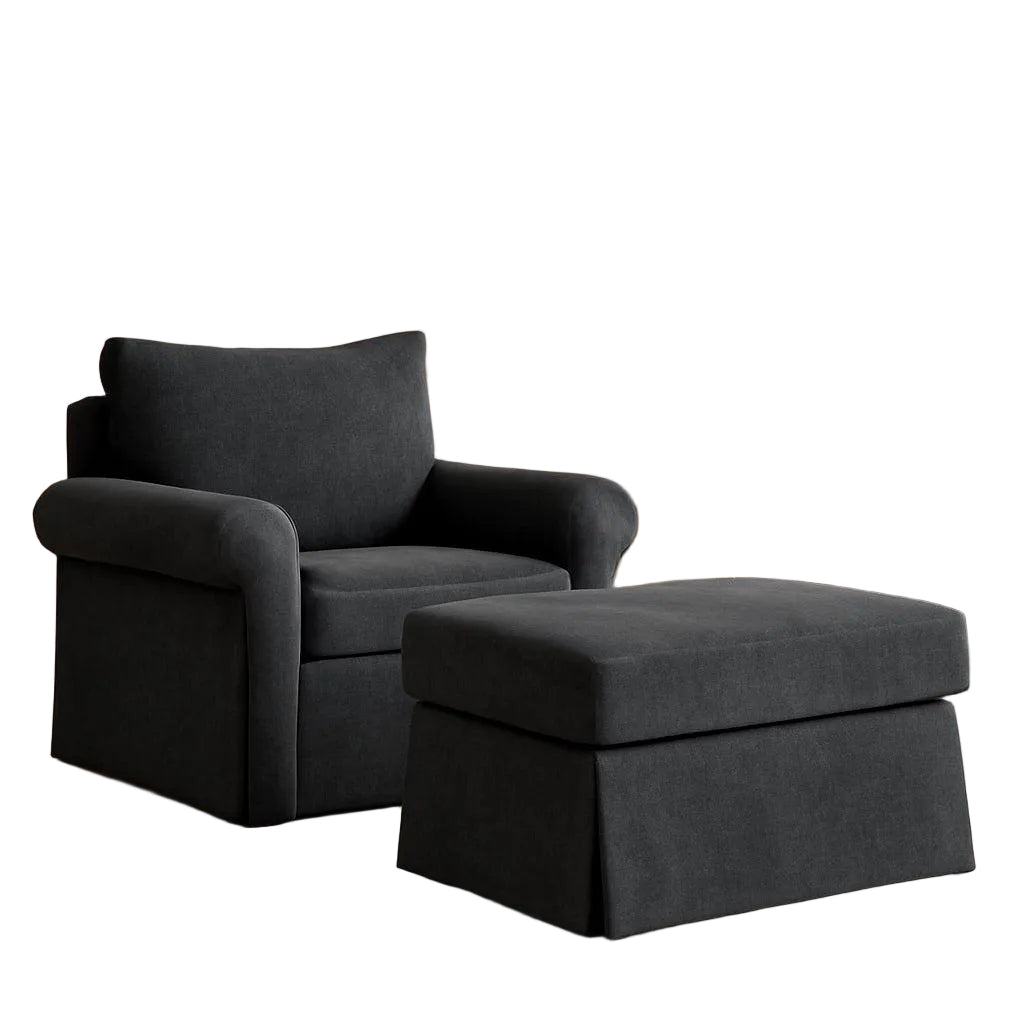 Gray Accent Chair With Ottoman