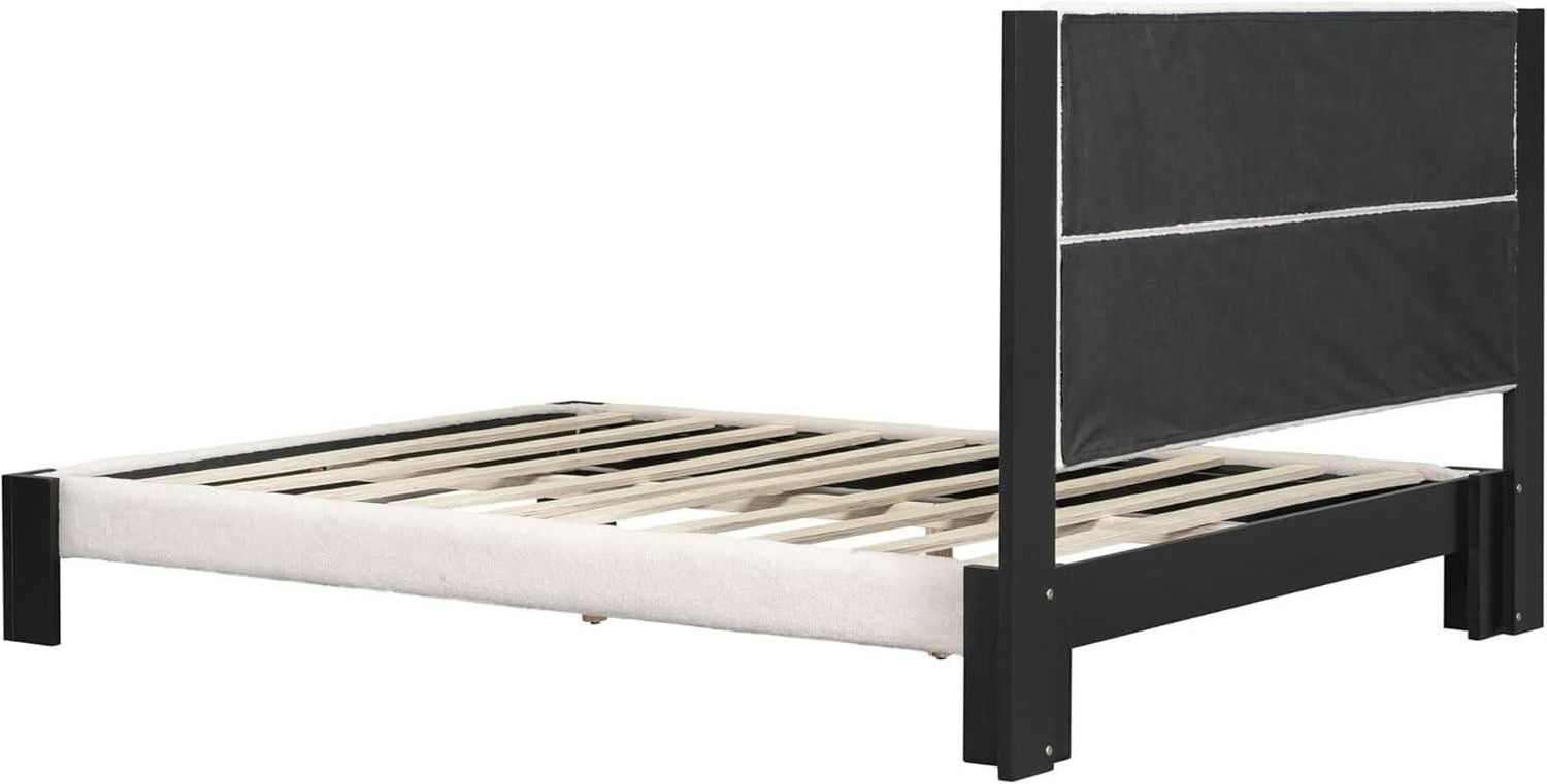 King Size Beige Boucle Upholstered Bed Frame
