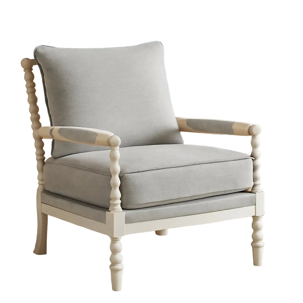 Spindle Accent Chair Smoke Grey Textured Upholstery