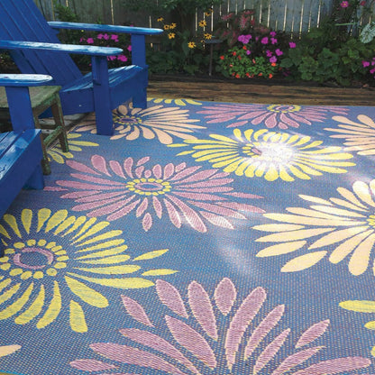 Daisy Violet Reversible Outdoor Mat