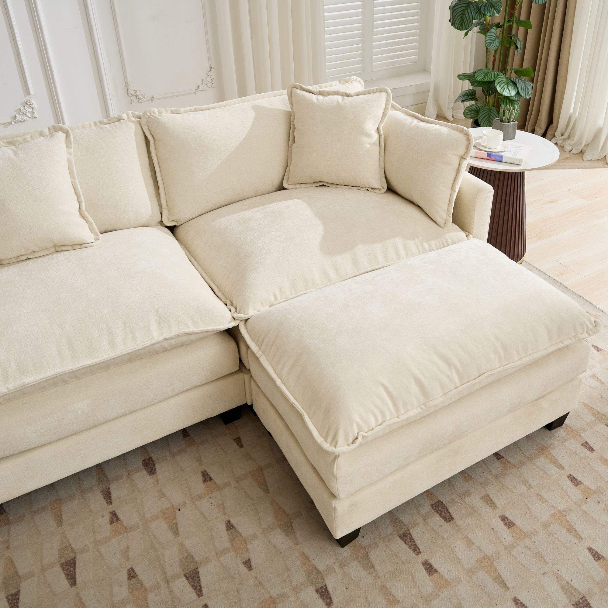 Cloud 3 Seat Sofa in Beige Chenille