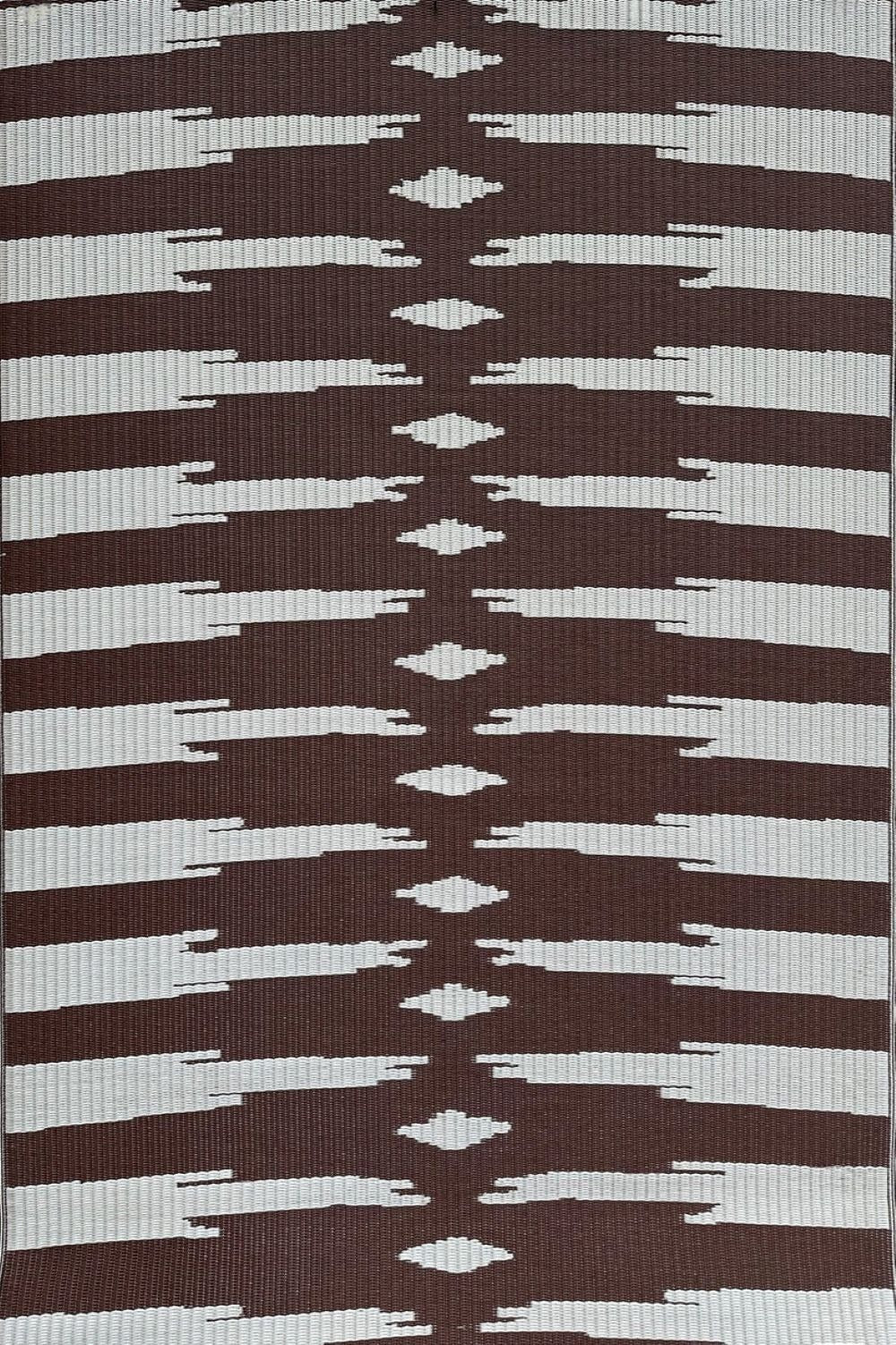 Aztec Brown &amp; Off White Outdoor Mat