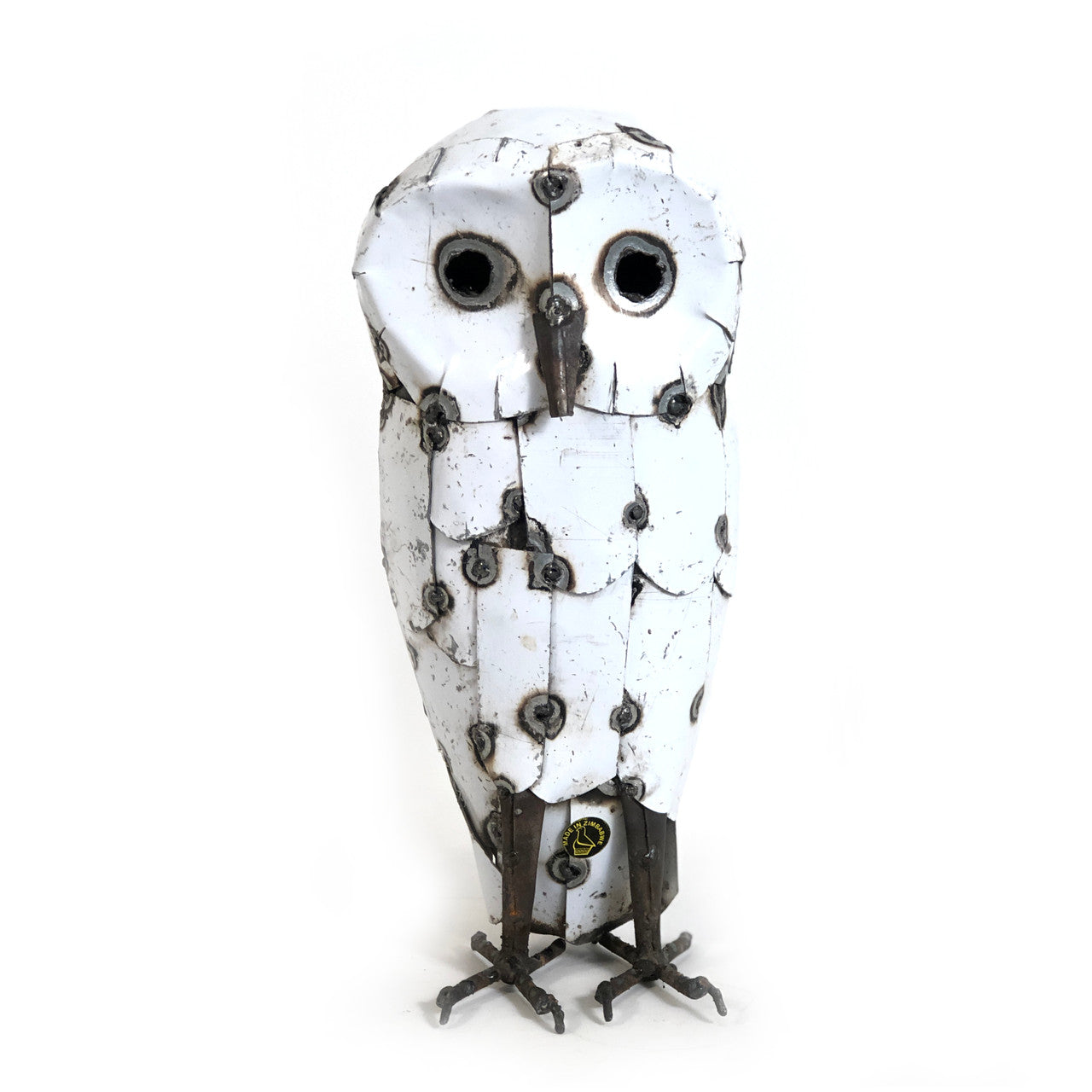 Recycled Metal Snowy White Owls