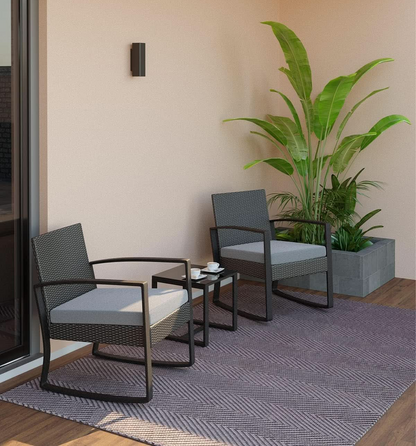 3 Piece Rattan Rocking Bistro Set