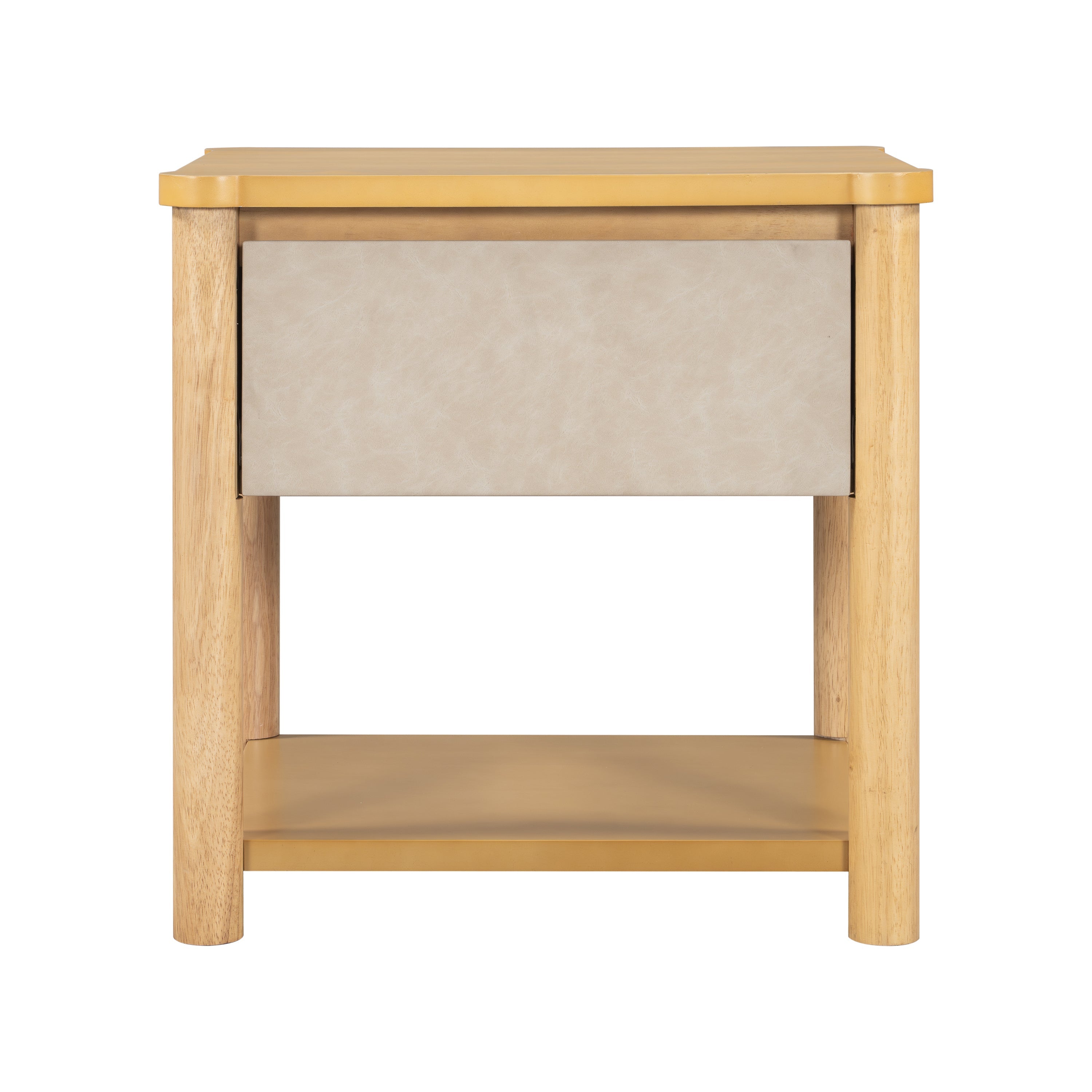 Modern Queen Bed Frame Set with 2 Nightstands - Beige Wood