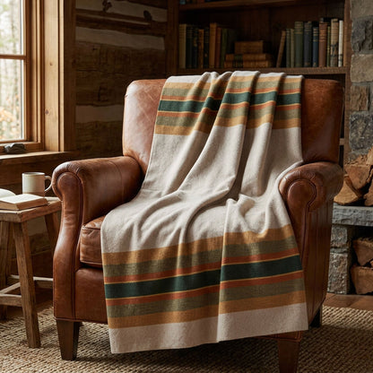 Lodge Stripe - Cotton Sustainable Knit Throw Blanket