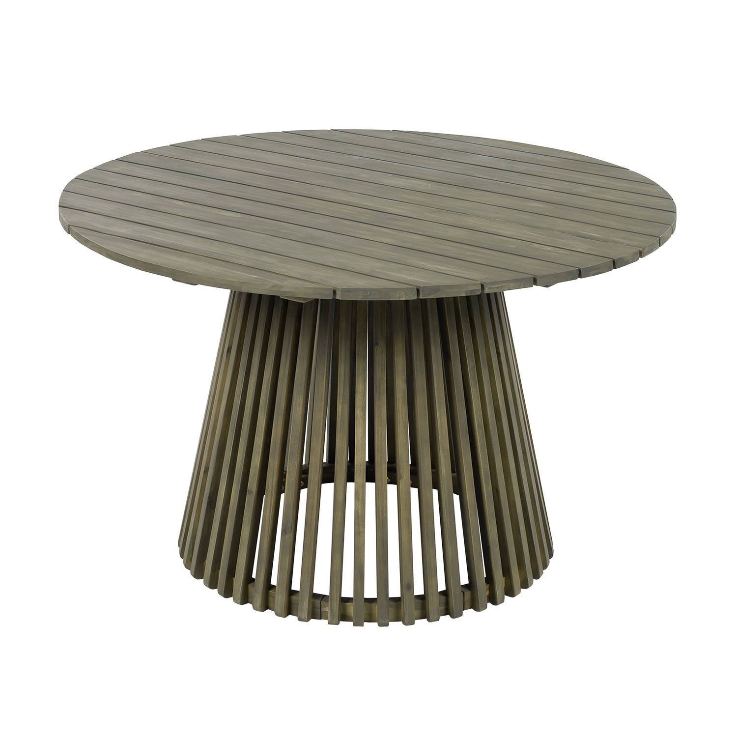Round Outdoor Grey Acacia Wood Patio Dining Table - 47.25 inch