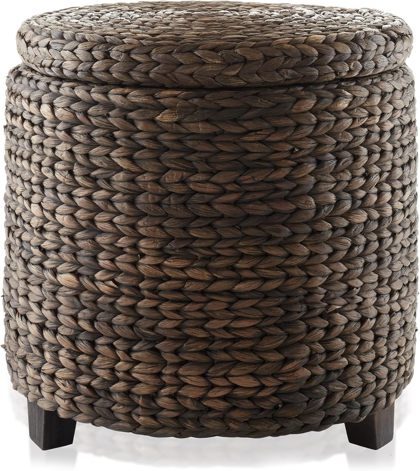 Handwoven Water Hyacinth Ottoman in Espresso