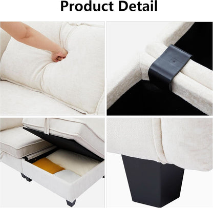 Beige Modular Sectional Sofa w/ Storage