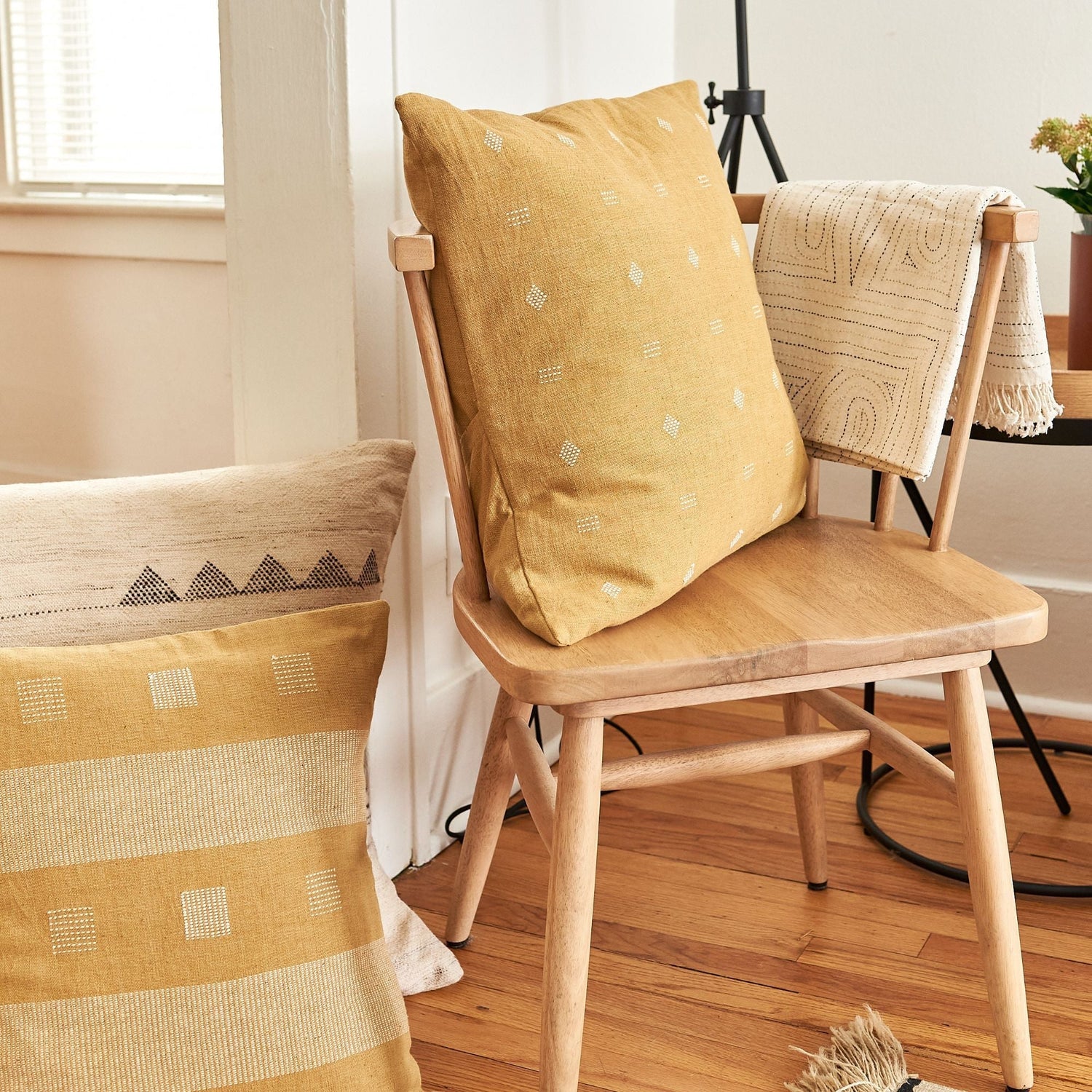 Nira Ochre Hand Spun Organic Cotton Handloom Pillow