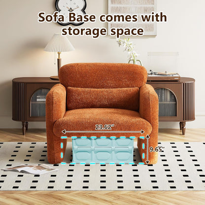 Modern Sherpa Upholstered Armchair in Burnt Orange