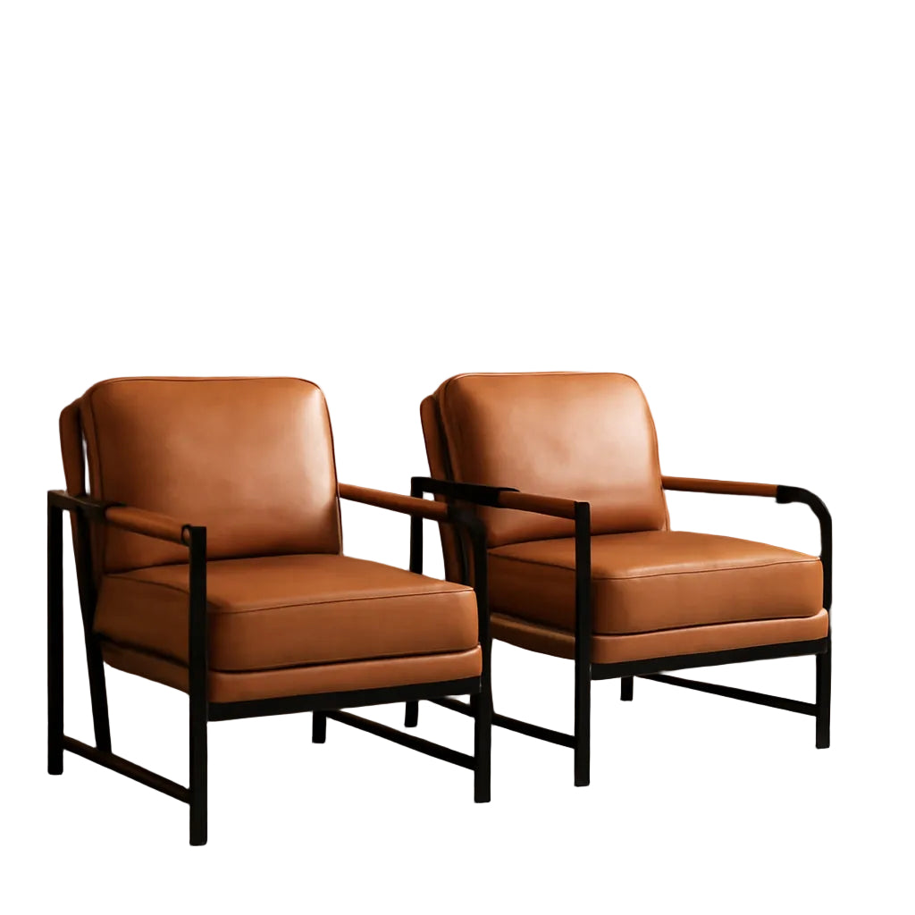 PU Leather Armchair Set in Chestnut